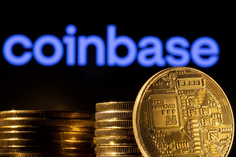 Illustration shows a representation of cryptocurrency and Coinbase logo