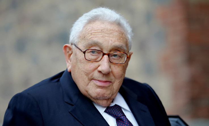 Former U.S. Secretary of State Kissinger arrives for a memorial service for late Social Democratic senior politician Bahr at St. Mary's Church in Berlin
