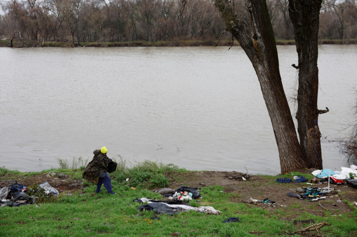 American River, which is swollen by stormwater, in Sacramento