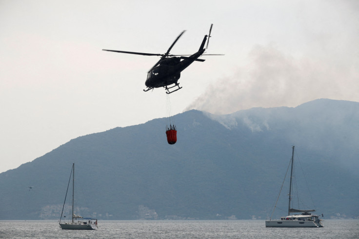 Montenegrin army assist firefighters battle forest fire from the air