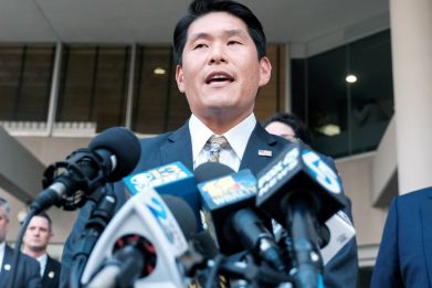 U.S. Attorney Robert Hur speaks to the media after the arraignment of former Baltimore mayor Catherine Pugh, outside of the U.S. District Court, in Baltimore