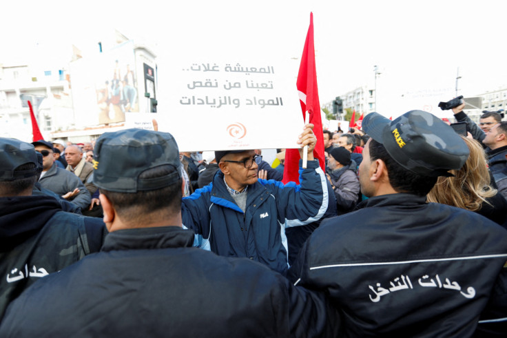 Protest against Tunisian President Saied on the anniversary of the 2011 uprising, in Tunis