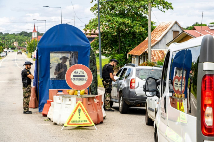 Police on the look out for drug mules at checkpoint in Iracoubo, French Guiana