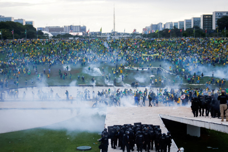 Supporters of Brazil's former President Jair Bolsonaro demonstrate against President Luiz Inacio Lula da Silva, in Brasilia