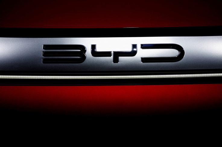BYD logo at 2022 Paris Auto Show