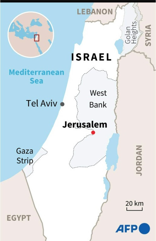 Map locating Israel and the Palestinian Territories