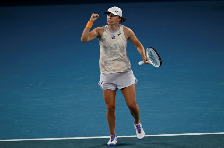 Poland's Iga Swiatek reacts at the Australian Open