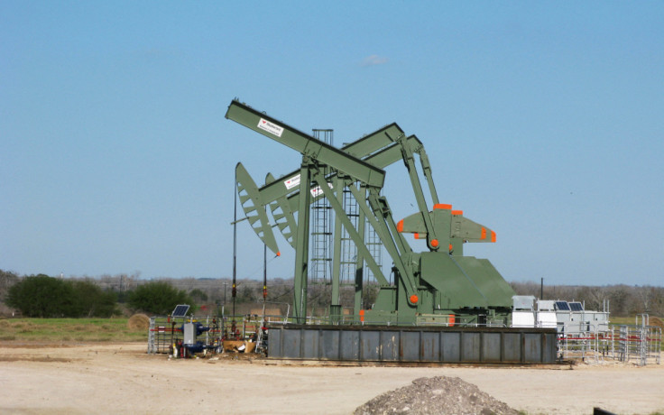 A pump jack used to help lift crude oil from a well in South Texas? Eagle Ford Shale formation stands idle in Dewitt County Texas