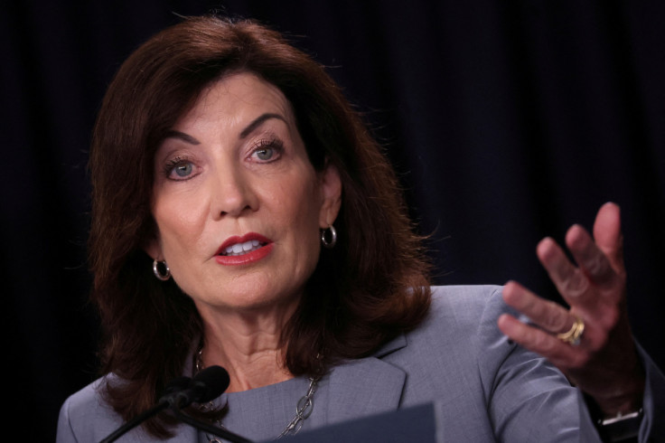 New York Governor Kathy Hochul speaks during a news conference regarding new gun laws in New York