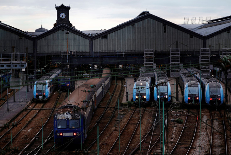 SNCF Express Regional trains at the Saint-Lazare train station in Paris