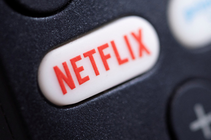 The Netflix logo is seen on a TV remote control, in this illustration