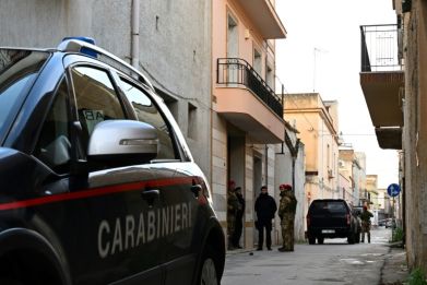 Police block access to a house used by mafia boss Matteo Messina Denaro as one of his hideouts in Campobello di Mazara, Sicily