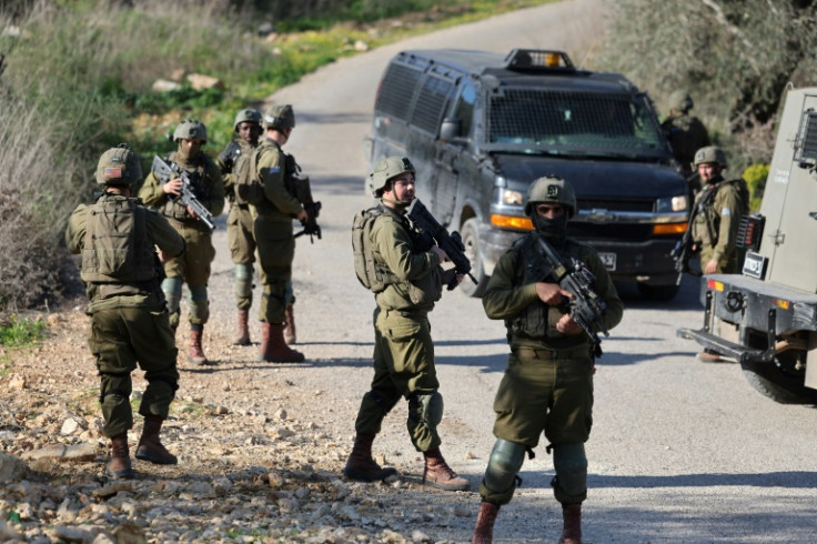 Israeli security forces close off the area northwest of Ramallah in the occupied West Bank