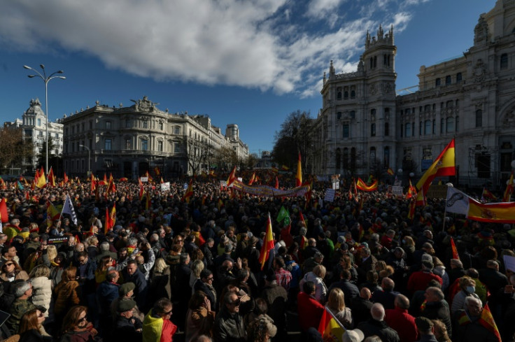 Anti-government protesters packed Cibeles Square in Madrid