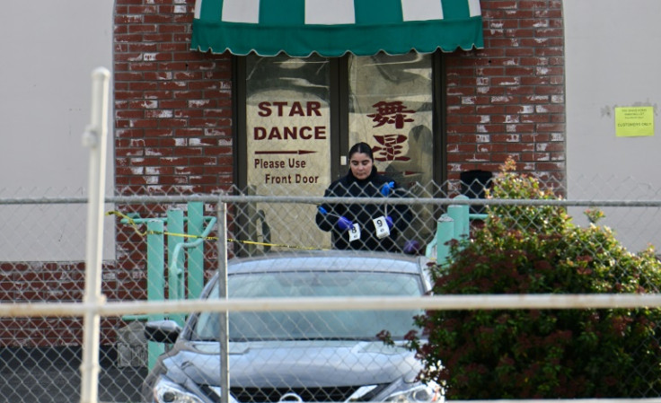 An investigator works at the scene of a mass shooting in Monterey Park, California, on January 22, 2023