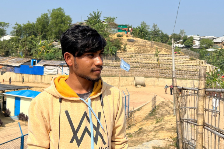 Mohammed Aziz poses for a picture inside a refugee camp in Cox's Bazar