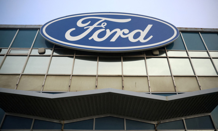 Signage is seen outside the Ford Halewood transmissions plant in Liverpool, Britain