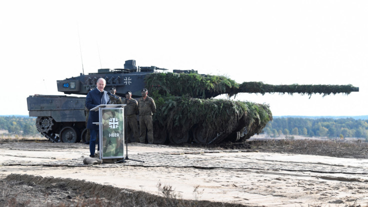 German Chancellor Scholz visits German army training at a military base in Bergen