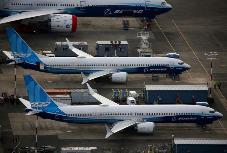 Aerial view of Boeing planes