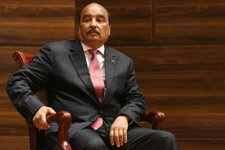 Former president Mohamed Ould Abdel Aziz, pictured in 2019 at the handover of power to his then right-hand man, Mohamed Ould Ghazouani