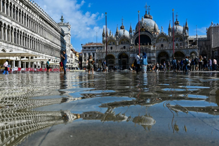 The landmark St Mark's Square is regularly flooded by 'acqua alta' or high water events, caused by abnormally high tides