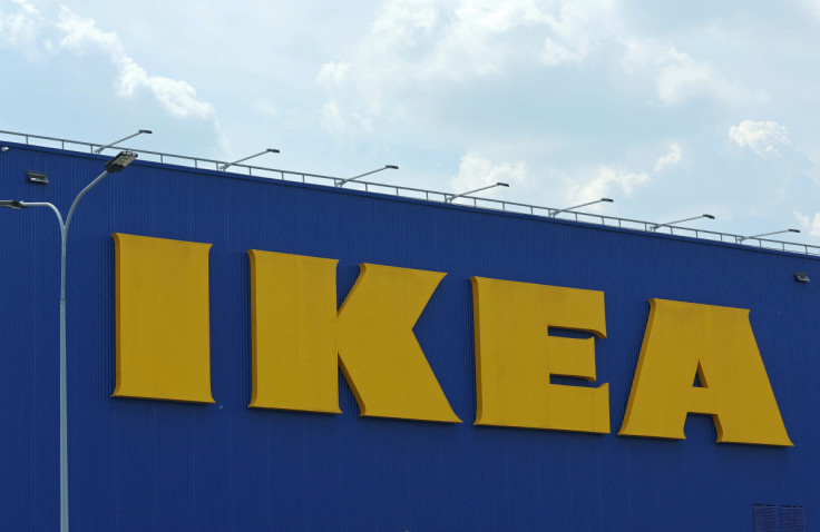 A view shows the logo of IKEA on a closed store in Kotelniki