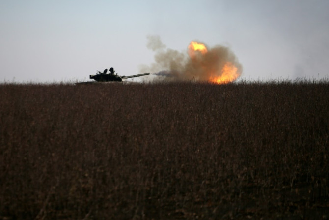 A Ukrainian tank fires toward Russian positions near the town ofBakhmut