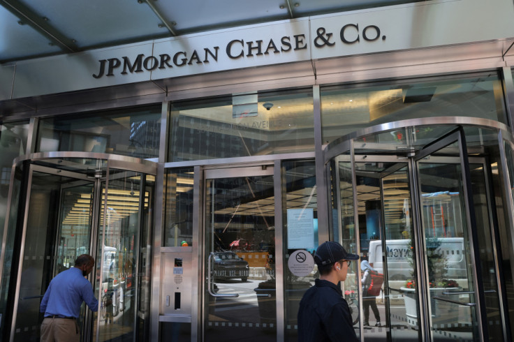 A person enters the JPMorgan Chase & Co. New York Head Quarters in Manhattan, New York City