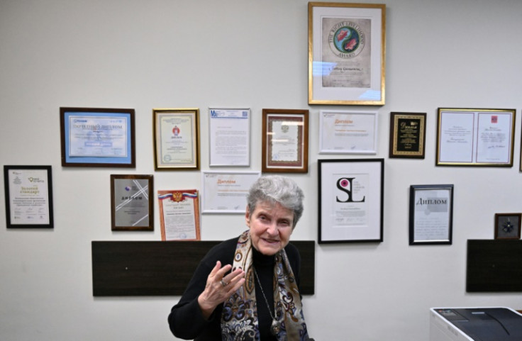 Russian human rights campaigner Svetlana Gannushkina speaks during an interview in Moscow in March 2022