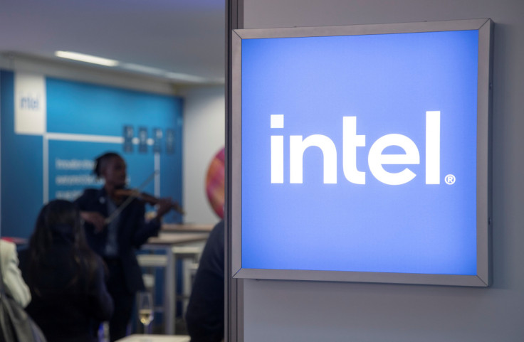 The Intel Corporation logo is seen  in Davos