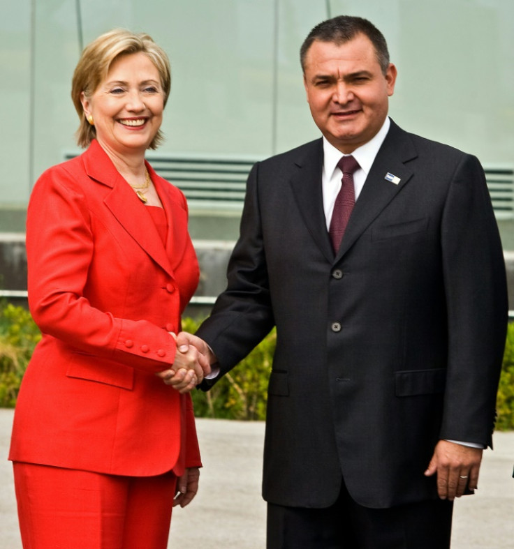 Genaro Garcia Luna with then-US secretary of state Hillary Clinton in Mexico City in March 2009