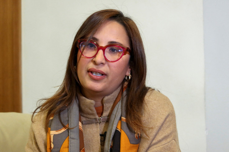 Tunisian activist Chaimaa Issa speaks during an interview in Tunis