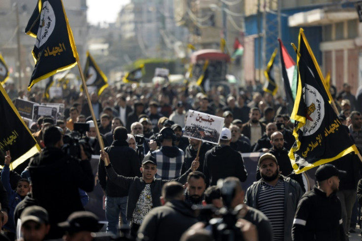 Supporters of Islamic Jihad, the Palestinian militant group targeted in Thursday's deadly Israeli raid on Jenin camp, demonstrate their support in Gaza City