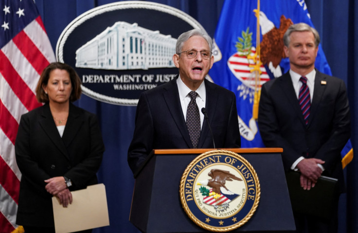 U.S. Attorney General Garland announces charges against transnational crime group at the Justice Department in Washington
