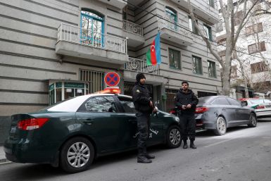 View of Embassy of the Republic of Azerbaijan after attack, in Tehran