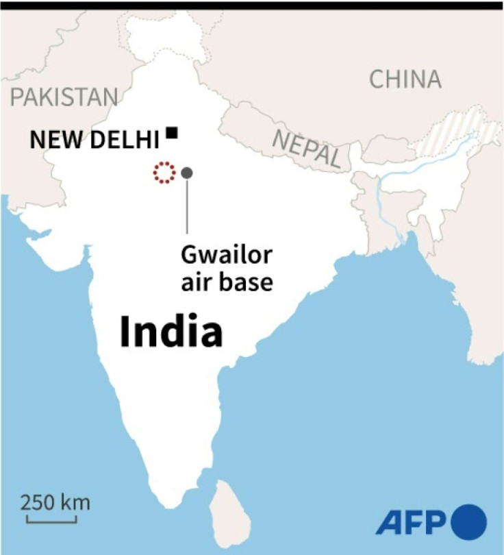 Map of India locating the area where two military jets had a mid-air collision on January 28