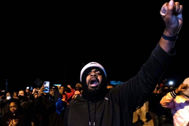 Protesters march in Memphis, Tennessee on January 27, 2023