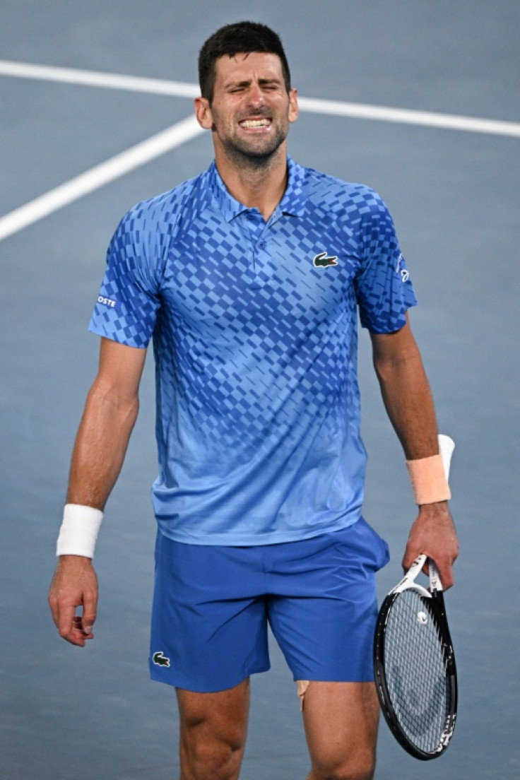 Novak Djokovic celebrates his victory against Greece's Stefanos Tsitsipas