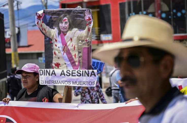 Teachers and Indigenous people in Abancay, Peru marched in protest of the new president, Dilma Boluarte, on December 19, 2022, branding her a 'murderer' over the deaths of demonstrators in clashes with security forces