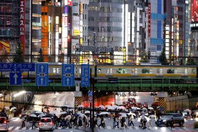 Commuters near Shinjuku station in Tokyo, Japan