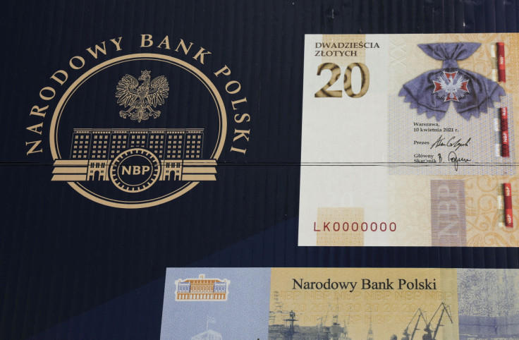 A logo of the National Bank of Poland NBP (Polish Central Bank) is seen on their building in Warsaw