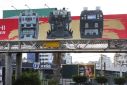 A view shows a billboard advertising money-counting machines in Nahr el Mot