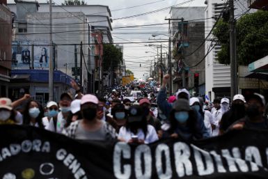 Demonstrators protest the alleged corruption in the government, in Guatemala City