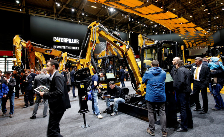 People visit the Caterpillar stand at the 'Bauma' Trade Fair in Munich