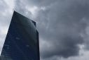 European flags are seen in front of the ECB building, in Frankfurt
