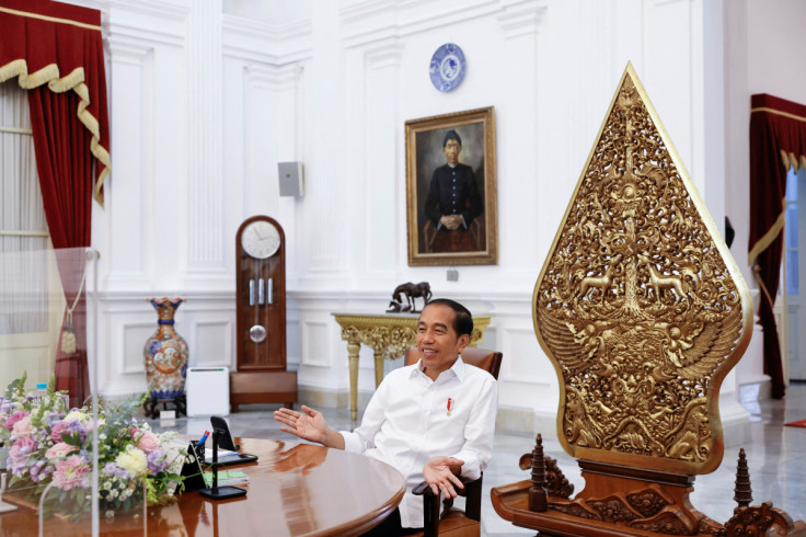 Indonesian President Joko Widodo attends an interview at the Presidential Palace in Jakarta