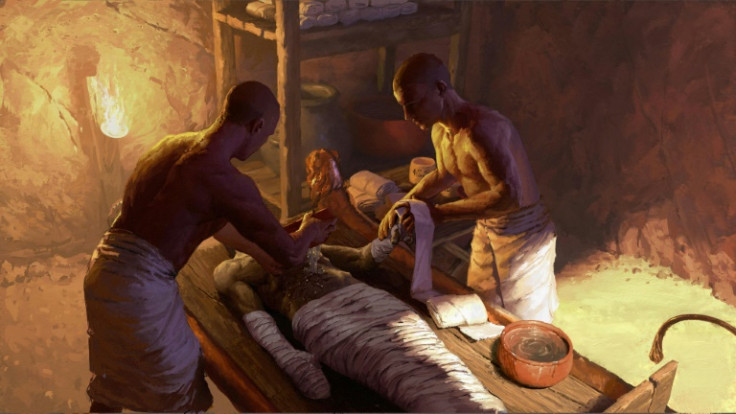 An artist's impression of ancient Egyptians embalmers carrying out the mummification process, which took up to 70 days