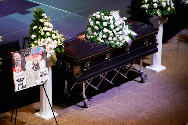 Tyre Nichols's casket, during his funeral in Memphis