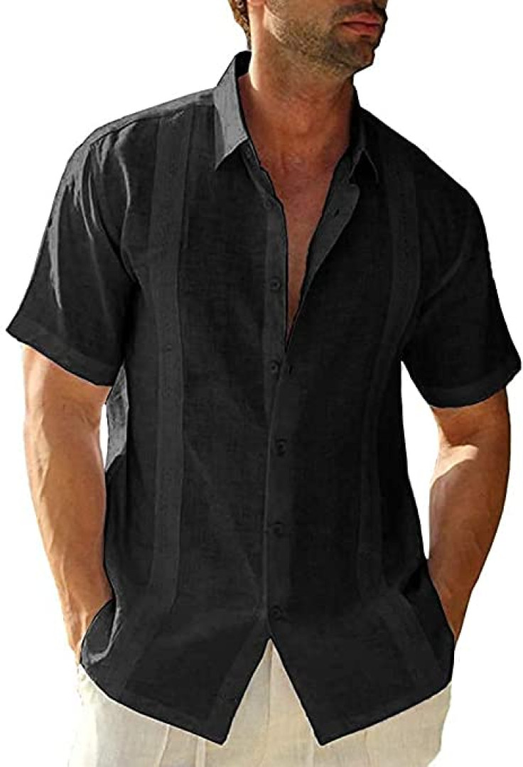 SMIFCAALOR Mens Short Sleeve Guayabera Shirt 