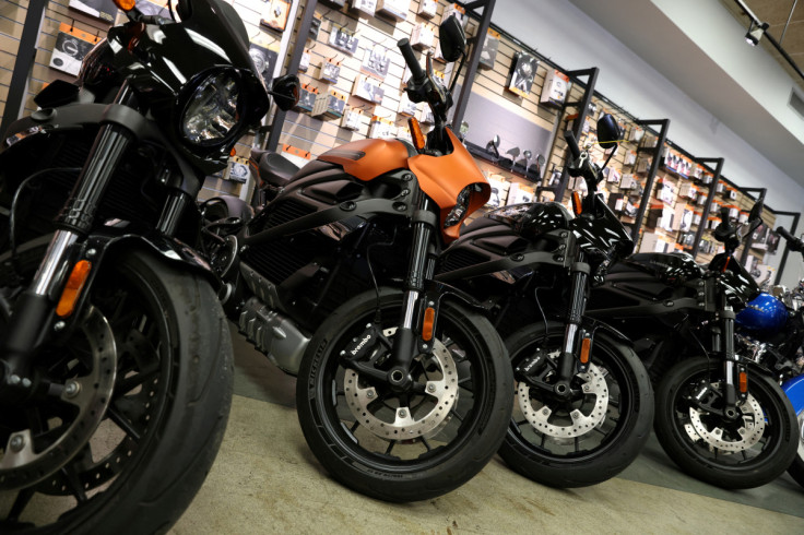 Electric motorcycles by Harley-Davidson and LiveWire are seen at a Harley-Davidson dealership in Queens, New York City